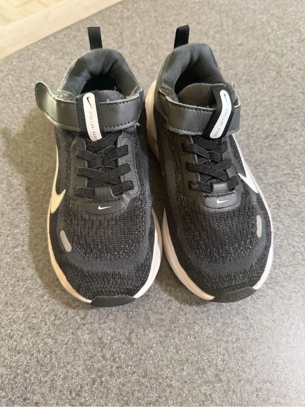 Nike Kids Black and White Velcro Knit Sneakers